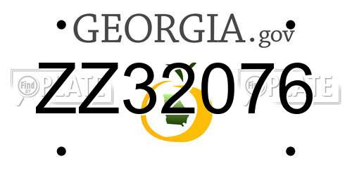 ZZ32076 Georgia License Plate