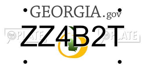 ZZ4B2T Georgia License Plate