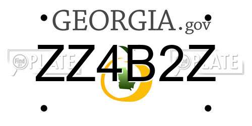 ZZ4B2Z Georgia License Plate
