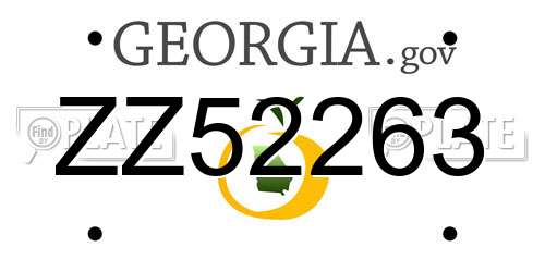 ZZ52263 Georgia License Plate