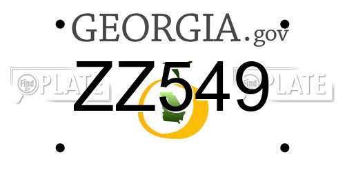 ZZ549 Georgia License Plate