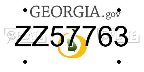 ZZ57763 Georgia License Plate