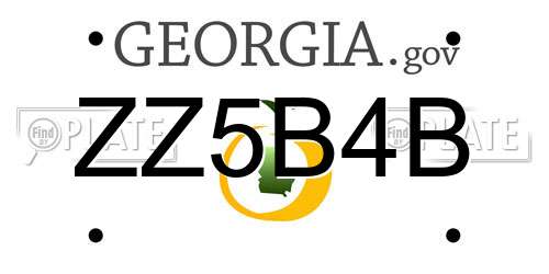 ZZ5B4B Georgia License Plate