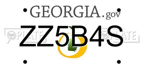 ZZ5B4S Georgia License Plate