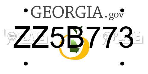 ZZ5B773 Georgia License Plate