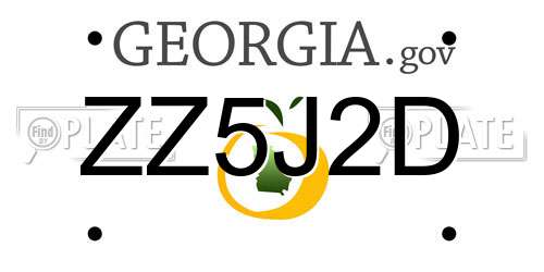 ZZ5J2D Georgia License Plate