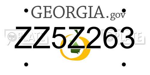 ZZ5Z263 Georgia License Plate