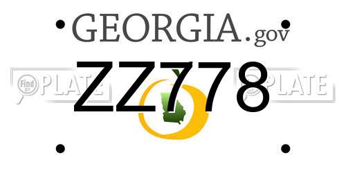 ZZ778 Georgia License Plate