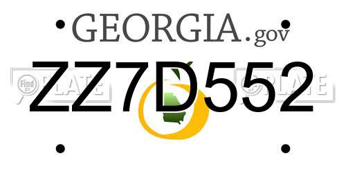 ZZ7D552 Georgia License Plate