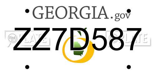 ZZ7D587 Georgia License Plate