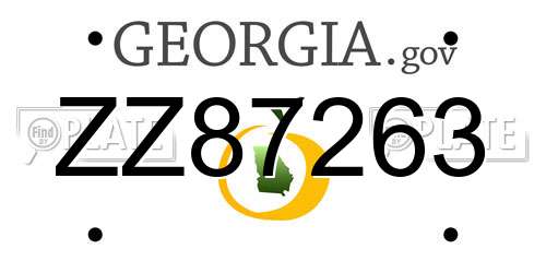 ZZ87263 Georgia License Plate