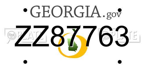 ZZ87763 Georgia License Plate