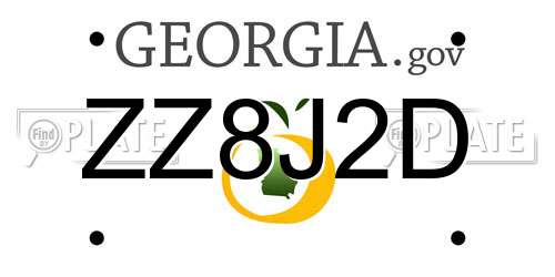 ZZ8J2D Georgia License Plate