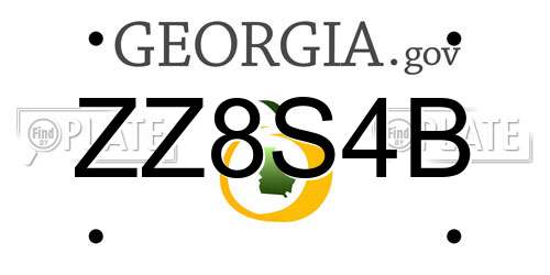 ZZ8S4B Georgia License Plate