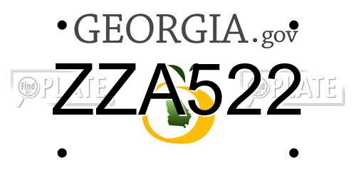 ZZA522 Georgia License Plate