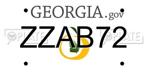 ZZAB72 Georgia License Plate
