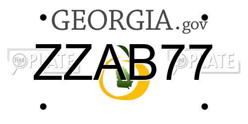 ZZAB77 Georgia License Plate
