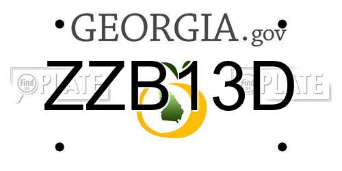 ZZB13D Georgia License Plate