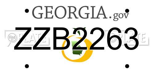 ZZB2263 Georgia License Plate