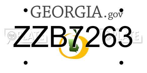 ZZB7263 Georgia License Plate