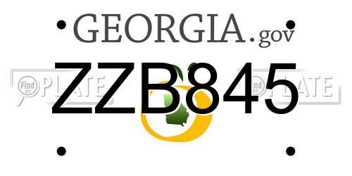 ZZB845 Georgia License Plate