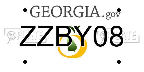 ZZBY08 Georgia License Plate