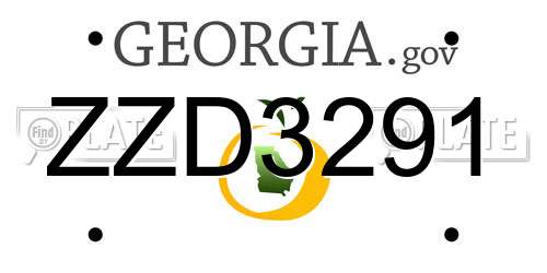 ZZD3291 Georgia License Plate