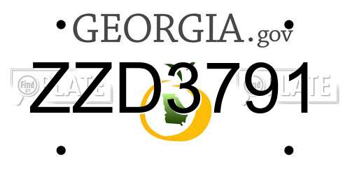 ZZD3791 Georgia License Plate