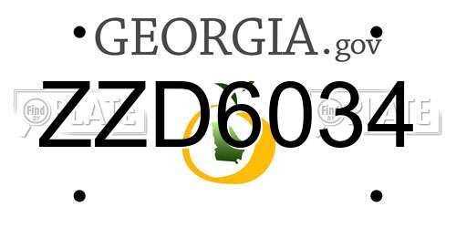 ZZD6034 Georgia License Plate