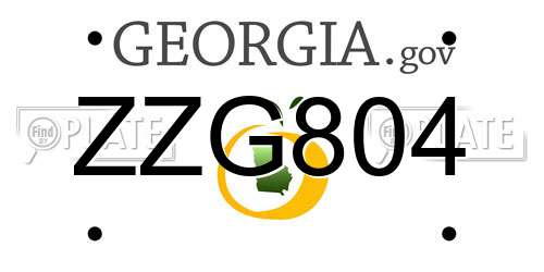 ZZG804 Georgia License Plate