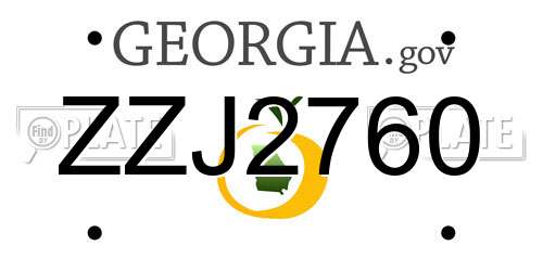 ZZJ2760 Georgia License Plate