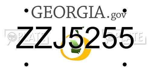ZZJ5255 Georgia License Plate