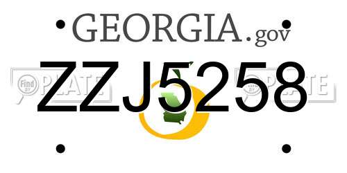 ZZJ5258 Georgia License Plate