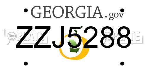 ZZJ5288 Georgia License Plate