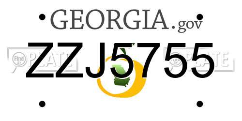 ZZJ5755 Georgia License Plate