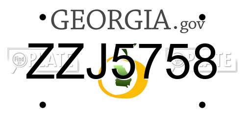 ZZJ5758 Georgia License Plate
