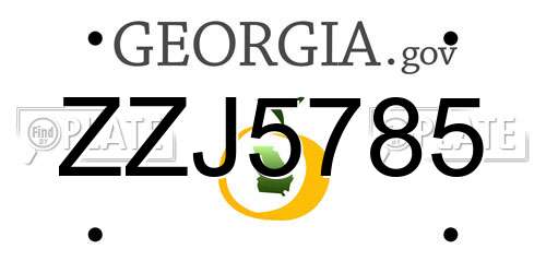 ZZJ5785 Georgia License Plate