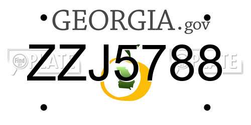 ZZJ5788 Georgia License Plate