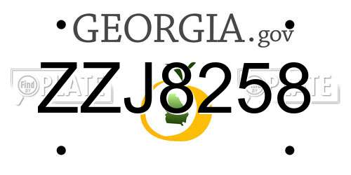 ZZJ8258 Georgia License Plate