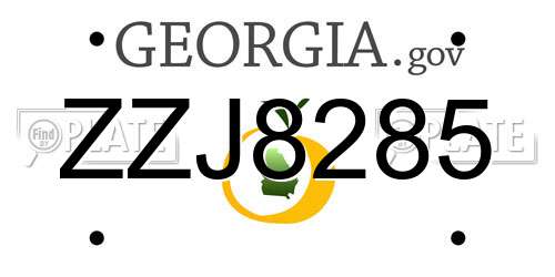 ZZJ8285 Georgia License Plate