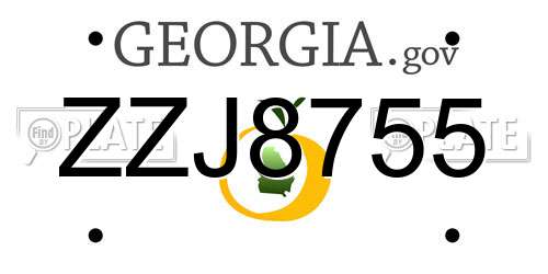 ZZJ8755 Georgia License Plate