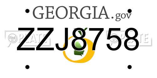 ZZJ8758 Georgia License Plate
