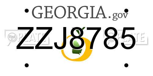 ZZJ8785 Georgia License Plate