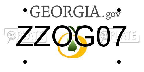 ZZOG07 Georgia License Plate