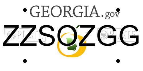ZZSOZGG Georgia License Plate