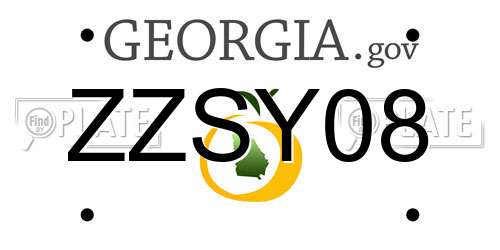 ZZSY08 Georgia License Plate