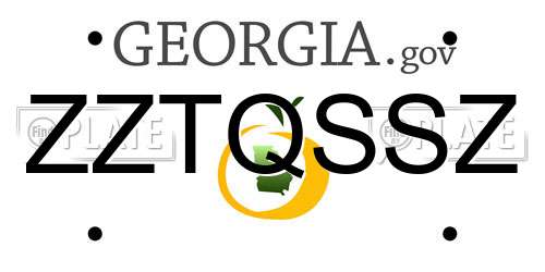 ZZTQSSZ Georgia License Plate