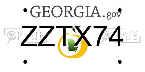 ZZTX74 Georgia License Plate