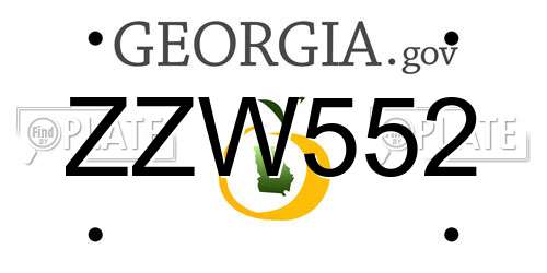ZZW552 Georgia License Plate