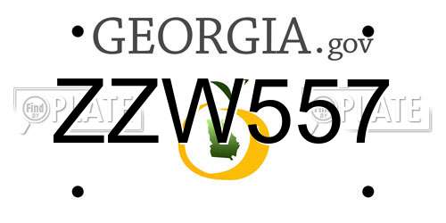 ZZW557 Georgia License Plate